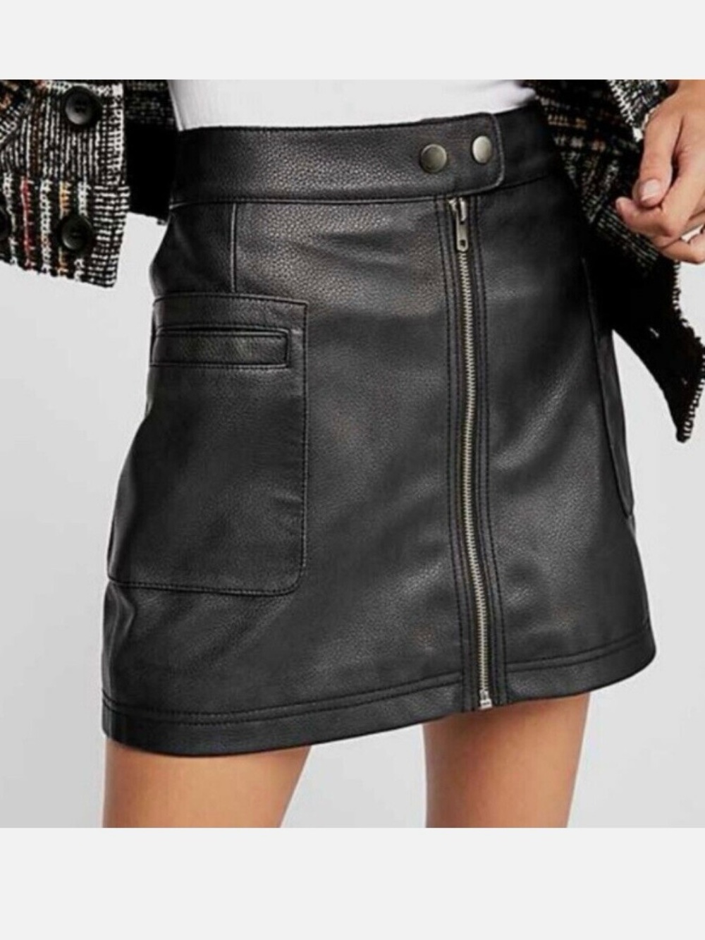 Free People Faux Leather A-Line Mini Skirt Black Size 0